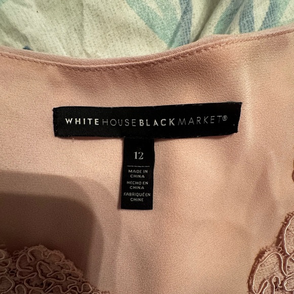 White House Black Market Blush Top with Lace Accents - Picture 3 of 7